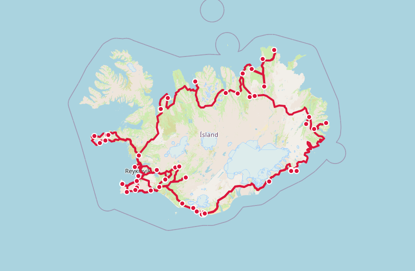 Mapa Road trip Islandia 2019-2022